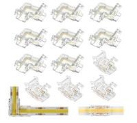 ChAusa 12 Pcs 2 Pin 10mm COB LED Connectors Gapless Solderless Clear Connector Strip to Strip×4 L-Shape Corner Connectors×8 for 10mm COB LED Light Strip
