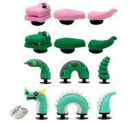 ChAusa 12 Pcs Shoe Charms Waterproof PVC DIY Clog Sandals Shoe Decorations Croc,Snakes Accessories for Girls Kids Boys Birthday Party (Lake blue, Pink,Green)