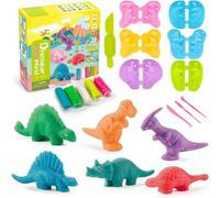 ChAusa 15 Pcs Playdough Tools and Cutters Color Dinosaur World Dough Toys Play Dough Accessories Set for Kids Plastic Accessories Clay Creation Educational Toy Gift Set for Toddlers Girls Boys