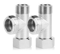 ChAusa 2 Pcs 3 Way T Shape Adapter 3/8 Flared Coupling Extender Tee Valve Connector Copper Joint Splitter with Built-in Sealing Gasket for Faucet, Rinser,Toilet Tank