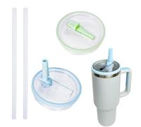 ChAusa 2 Pcs 40 Oz Tumbler Lids with Straw Spill Proof and Splash Resistant Lids Stanley Cup Accessories Cup Covers for Drinks (Light blue,Light green)
