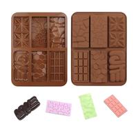 ChAusa 2 Pcs Chocolate Mould 6 Cavities Square Chocolate Silicone Molds Reusable Baking Moulds for Cake Toppings, Ice Cube,Hard Candies Moulds