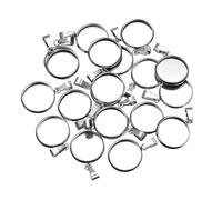 ChAusa 25 Pcs Round Pendant Trays Kit 25mm Stainless Steel Cabochons Setting Blank Trays Pendant for DIY Crafting and Making Embossed Photo (Silver)