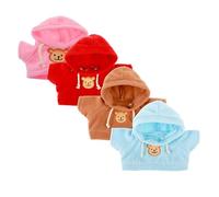 ChAusa 4 Pcs Plush Bear Clothes Bear Hoodie Doll Costume Animal Sweater Cute Tiny Clothes Plush Doll Outfits Accessories Fit Most 10-12 Inch Bears(Blue, Red, Brown and Pink)