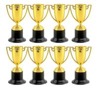 ChAusa 8 pieces mini gold cups for kids, winner medals gold, plastic, super cup, children's birthday gift, competitions, sports tournaments, reward