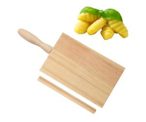 ChAusa Gnocchi Board Gnocchi Pasta Board Natural Gnocchi Boards Paddle Spaghetti Maker Tool to Easily Create Authentic Homemade Pasta and Butter Wood Gnocchi Board + Stick 8.5x13.5cm