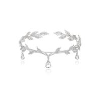 ChAusa Goddess Tiara Crown Vintage Wedding Tiaras Women's Crown Forest Elf Princess Headdress Crystal Rhinestone Wedding Head Fairy Dress Accessories for Bride Bridesmaid Girls (Silver)