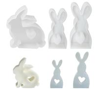 ChAusa Pack of 3 Silicone Moulds Easter Moulds for Plaster Casting, Silicone Moulds Easter Bunny for Casting for Plaster, Soy Wax Candles, Easter Gifts DIY Easter Bunny Decoration