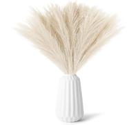 ChAusa Pampas Grass Fluffy 30 Pcs Artificial Pampas Grass 21.65''/55CM Faux Pampas Grass Decor Boho Home Decor for Wedding, Living Room, Bedroom, Office, Floor Vase(Light Yellow)