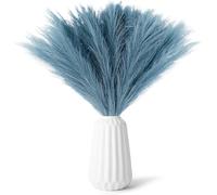 ChAusa Pampas Grass Fluffy 30 Pcs Artificial Pampas Grass 21.65''/55CM Faux Pampas Grass Decor Boho Home Decor for Wedding, Living Room, Bedroom, Office, Floor Vase(Blue)