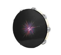 Chavisenty 10 Inch Handheld Tambourine Double Row Jingle Drum Percussion Instrument Adult Church KTV Dance Music Instrument