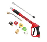 CHAVOR Upgraded Pressure Washer Gun with Extension Replacement Wand, M22 Fitting,7 Inch 30 Degree Curved Rod, 5 Nozzle Tips, 5000 PSI, 47 Inch
