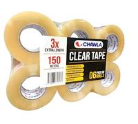 CHAWALA | Tape for Packing 48mm x 150m | Extra Long Strong Heavy Duty Rolls Packaging Tape | Secure Sticky Sealing Tape for Parcel, Moving, Cartons & Large Postal Boxes (6 Rolls | 48mm x 150m | CLEAR)