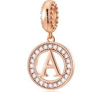 CHAWIN Initial A Letter Charms, Alphabet Rose Gold, Authentic 925 Sterling Silver Charms fit Pandora Charm Bracelets, Necklace, Circle Dangle Gift for Women, Girls, Sparkling Clear Stones