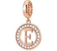 CHAWIN Initial E Letter Charms, Alphabet Rose Gold, Authentic 925 Sterling Silver Charms fit Pandora Charm Bracelets, Necklace, Circle Dangle Gift for Women, Girls, Sparkling Clear Stones