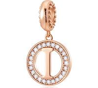 CHAWIN Initial I Letter Charms, Alphabet Rose Gold, Authentic 925 Sterling Silver Charms fit Pandora Charm Bracelets, Necklace, Circle Dangle Gift for Women, Girls, Sparkling Clear Stones