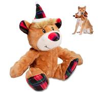 CHAWONER Christmas Dog Toys,Christmas Dog Presents,Large Size Durable Bear Plush Squeaky Dog Toys with Crinkle Paper,Interactive Dog Stuffed Chew Squeaky Toys for Puppy Small Medium Large Dogs