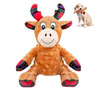 CHAWONER Christmas Dog Toys,Durable Plush Squeaky Dog Toys with Crinkle Paper,Interactive Dog Stuffed Chew Toys for Puppy Medium Small Dogs,Large Size Cute Reindeer,Christmas Dog Presents