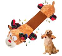 CHAWONER Christmas Dog Toys - Large Size Cute Reindeer, Squeaky Plush Dog Presents & Tug of War Toys for Small to Large Breeds