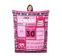 Chayce and Grace LTD Unique Graphic Pink Birthday Blanket for Women, Perfect 30th Birthday Gift for Her