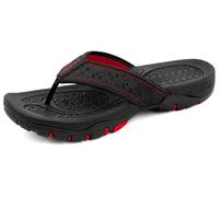 ChayChax Men’s Flip Flops Arch Support Sport Thong Sandals Non Slip Outdoor Beach Walking Slippers,Black1,10.5 UK