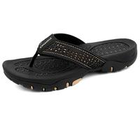 ChayChax Men’s Flip Flops Arch Support Sport Thong Sandals Non Slip Outdoor Beach Walking Slippers,Black,8.5 UK