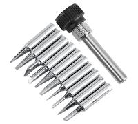 Chazcool 900M-T Series 10Pcs/Set Soldering Iron Tips, Tip Tinner for Soldering Iron Copper Solder Iron Tips Set for 936 937 938 969 8586 852d Soldering Stations[10 pcs Tips +1 Retaining Sleeve]