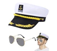 CHBCD Captain's Hat for Adults, Yacht Sailor Hat, Adjustable Marine Hat, Ship Sailor Hat, Sailor Marine Admiral Captain's Hat (Wear Sunglasses)