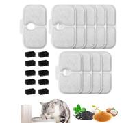 CHBCD Pack of 10 Cat Fountain Filters for Dockstream Drinking Fountain for Cats PLWF005, PLWF115, PLWF105, 10 Pieces Carbon Filters and 10 Pieces Foam Filter, 2-Month Set Replacement Filter for Cat