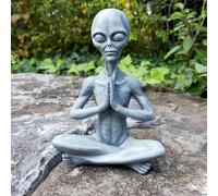 CHBDJY Yoga Alien Statue, Sci-fi Outer Space UFO Alien Figure, Resin Medition Alien Home Office Bookshelf Decor Sculpture, 6.3" H