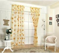 CHBDYOM 2 Pieces Green Willow Tulle Voile Blackout Curtains for Bedroom, 100cmx200cm Yellow Leaf Sheer Vine Curtain for Living Room, Bedroom (Sunflower)
