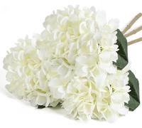CHBDYOM Silk Hydrangea Artificial Flowers, Cream White Chrysanthemum Ball Flowers Realistic Hydrangea Flowers Bouquet for Wedding Party Office Home Decor, 3 Bunches (White)