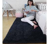 CHBIN Soft 40x80cm Shaggy Rug Faux Fur Skid Traditional Rug Floor Carpet Non Shedding for Room Decor Kitchen Children Rooms Rugs, Black