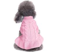 CHBORCHICEN Small Dog Sweaters Knitted Pet Cat Warm Dog Sweatshirt Winter Clothes Kitten Puppy Sweater (L, Dress-Pink)
