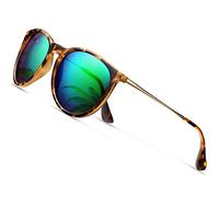 CHBP Polarized Sunglasses for Women Men - Trendy 2024 Vintage Classic Retro Round Mirrored Lens Designer Style leopard Frame Green Lens