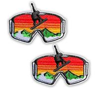 CHBROS 2 Pcs Ski Adventure Embroidered Patches Applique Iron on Patches for Clothes, Jackets, T-Shirt, Backpacks………