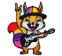 CHBROS Colorful Squirrels Play The Guitar Embroidered Patches, Rock Music Animal Patches Applique, Iron on or Sew on Patches for Clothes, Jackets, T-Shirt, Backpacks, Caps………