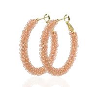 CHCCOYE Handmade Beaded Hoop Earrings Bohemia Circle Earrings 2mm Color Plating Faceted Glass Beads Colorful Crystal Beaded,party Wedding Women Jewelry Gift, Glass, No Gemstone