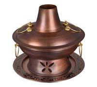 CHCHC Electric Carbon Dual-use Copper Hotpot, for Family Dinner Outdoor Picnic Beijing Hotpot Thickened Copper Retro Hot Pot Soup Pot(Mandarin Duck,32cm)