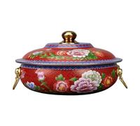 CHCHC Old Beijing Pure Copper Pot, Household Flat Pot Hot Pot Induction Cooker Copper Hot Pot Gas Special Double-Flavor Pot Soup Pot(Red,30cm)