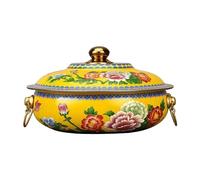 CHCHC Old Beijing Pure Copper Pot, Household Flat Pot Hot Pot Induction Cooker Copper Hot Pot Gas Special Double-Flavor Pot Soup Pot(Yellow,30cm)