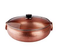 CHCHC Thickened Pure Copper Hot Pot, for Family Dinner Outdoor Picnic Hot Pot Induction Cooker Gas Special Flat Bottom Copper Pot Soup Pot(30cm)