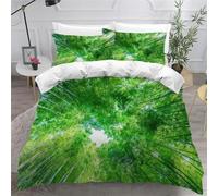 CHCHNXY Bamboo Forest Single Duvet Cover For Boys Girls 3D Print Bedding Set Easy Care Quilt Covers With 2 Matching Pillowcases 19"X29",Soft Breathable Duvet Cover(59"X87")