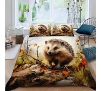 CHCHNXY Hedgehog Single Duvet Cover For Boys Girls 3D Print Bedding Set Easy Care Quilt Covers With 2 Matching Pillowcases 19"X29",Soft Breathable Duvet Cover(59"X87")