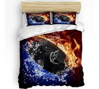CHCHNXY Ice And Fire King Size Duvet Cover Sets Reversible Quilt Cover 90"X86"+2 Pillowcases 19"X29",Soft Microfiber Quilt Cover Bedding Sets With Zipper,For Kids Adults