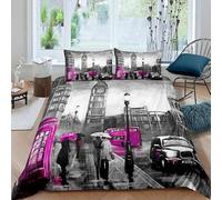 CHCHNXY London Bedding Double Bed Set Soft Microfibre Duvet Cover Set With Zipper Closure,Lightweight Quilt Covers 78"X78"+2 Pillowcases 19"X29"For Kids Adults Bedroom Decor