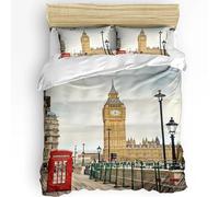 CHCHNXY London Super King Duvet Set Bedding Set With Zipper Closure For Kids Adults,Ultrasoft Microfiber Bed Set Hotel Quality Quilt Cover 102"X86"+2 Pillowcase 19"X29"