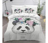 CHCHNXY Panda Single Duvet Cover For Boys Girls 3D Print Bedding Set Easy Care Quilt Covers With 2 Matching Pillowcases 19"X29",Soft Breathable Duvet Cover(59"X87")