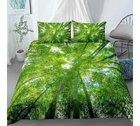 CHCHNXY Single Duvet Cover For Kids Teens Green Tree Super Soft Microfibre Duvet Cover With Zipper,3 Piece Bedding Set(1 Quilt Cover 53"X79"+2 Pillow Cases 19"X29")-Single