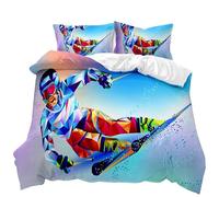 CHCHNXY Single Duvet Cover For Kids Teens Ski Super Soft Microfibre Duvet Cover With Zipper,3 Piece Bedding Set(1 Quilt Cover 53"X79"+2 Pillow Cases 19"X29")-Single